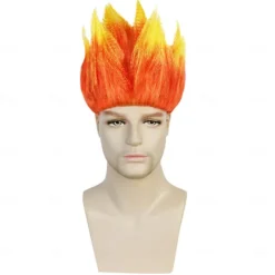 Angry Wig Flame Fire Wig Short Red wig Red Ombre Wig for Men Women Cosplay Halloween Costume Red Wigs for Cosplay Party Flame Shape Wig For Carvinal Party