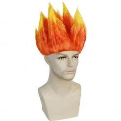 Angry Wig Flame Fire Wig Short Red wig Red Ombre Wig for Men Women Cosplay Halloween Costume Red Wigs for Cosplay Party Flame Shape Wig For Carvinal Party
