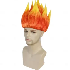 Angry Wig Flame Fire Wig Short Red wig Red Ombre Wig for Men Women Cosplay Halloween Costume Red Wigs for Cosplay Party Flame Shape Wig For Carvinal Party