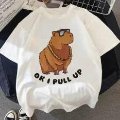Animal Capybara T-shirt Anime Cartoon Anime Classic Street Style For Couple's Men's Women's Adults' Hot Stamping Casual Daily