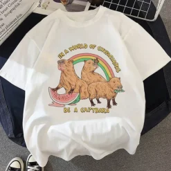 Animal Capybara T-shirt Anime Cartoon Anime Classic Street Style For Couple's Men's Women's Adults' Hot Stamping Casual Daily