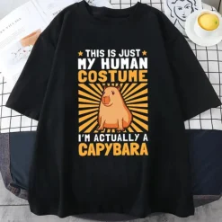 Animal Capybara T-shirt Anime Cartoon Anime Classic Street Style For Couple's Men's Women's Adults' Hot Stamping Casual Daily