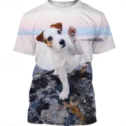Animal Dog Jack Russell Terrier T-shirt Anime 3D Graphic For Couple's Men's Women's Adults' Masquerade 3D Print Casual Daily