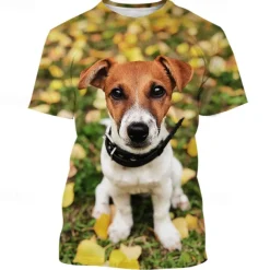 Animal Dog Jack Russell Terrier T-shirt Anime 3D Graphic For Couple's Men's Women's Adults' Masquerade 3D Print Casual Daily