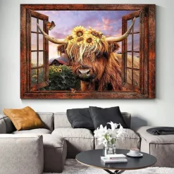 Animal Wall Art Canvas Farm Cows Canvas Prints and Posters for Home Decor Without Frame