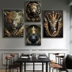 Animal Wall Art Canvas Prints and Posters Abstract Portrait Pictures Decorative Fabric Painting For Living Room Pictures No Frame