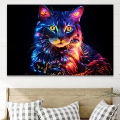 Animals Wall Art Canvas Color Cat Prints and Posters Pictures Decorative Fabric Painting For Living Room Pictures No Frame