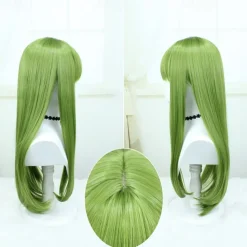 Anime Cosplay Wig - 23.62inch Grass Green Long Straight Hair, Heat Resistant