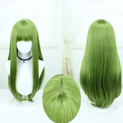 Anime Cosplay Wig - 23.62inch Grass Green Long Straight Hair, Heat Resistant