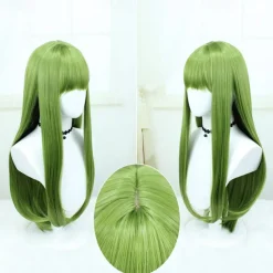 Anime Cosplay Wig - 23.62inch Grass Green Long Straight Hair, Heat Resistant