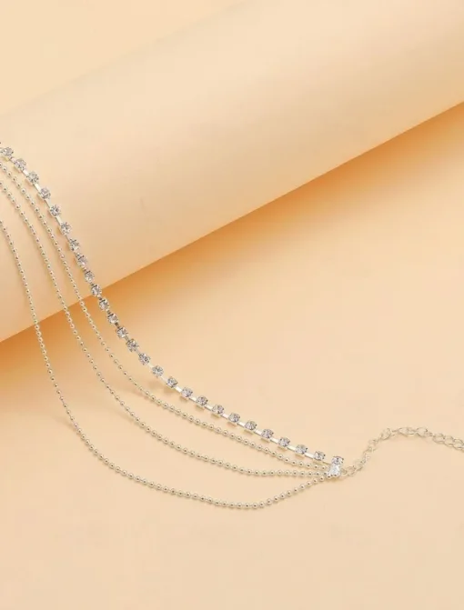 Ankle Bracelet Women's Body Jewelry For Holiday Beach Rhinestone Alloy Silver 1 PC