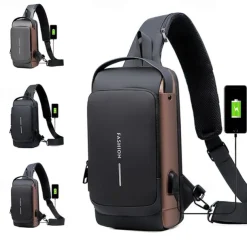 Anti Theft Computer Bag with Usb Charging Port Waterproof and Scratch Resistant Backpack Portable Chest Bag