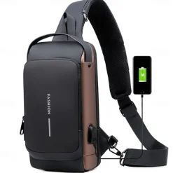 Anti Theft Computer Bag with Usb Charging Port Waterproof and Scratch Resistant Backpack Portable Chest Bag
