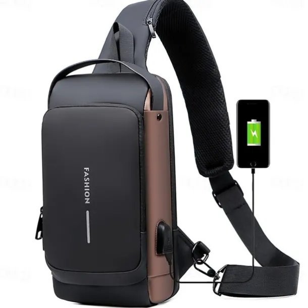 Anti Theft Computer Bag with Usb Charging Port Waterproof and Scratch Resistant Backpack Portable Chest Bag