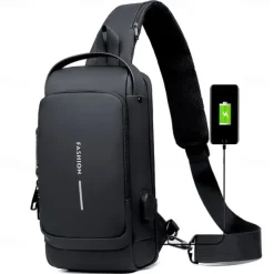 Anti Theft Computer Bag with Usb Charging Port Waterproof and Scratch Resistant Backpack Portable Chest Bag