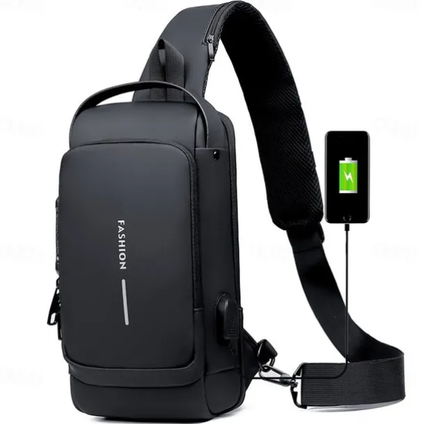 Anti Theft Computer Bag with Usb Charging Port Waterproof and Scratch Resistant Backpack Portable Chest Bag