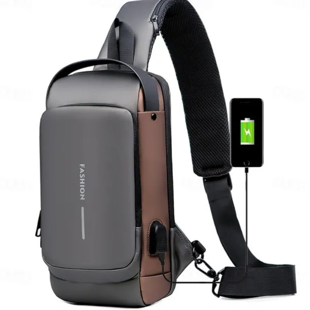 Anti Theft Computer Bag with Usb Charging Port Waterproof and Scratch Resistant Backpack Portable Chest Bag