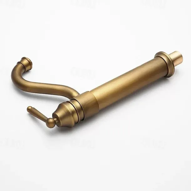Antique Brass Single Handle Bathroom Sink Faucet Brushed Brass Long Reach Bathroom Faucet Mixer Tap