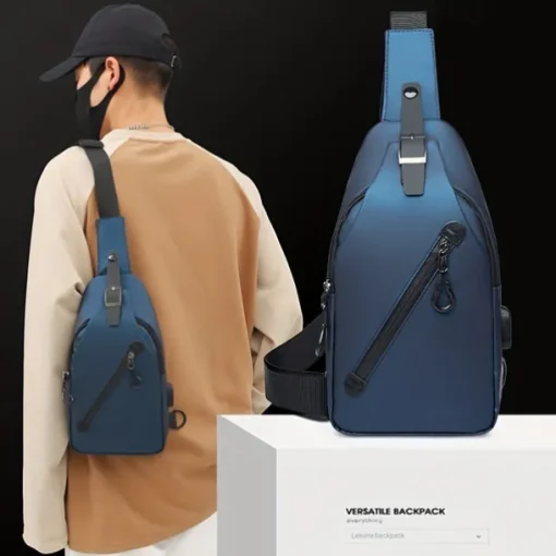 Anti-Theft Crossbody Sling Chest Bag - Waterproof, Scratchproof, Lightweight Shoulder Backpack with USB Charging Port, Ideal Gift for Men