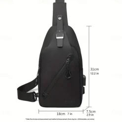 Anti-Theft Crossbody Sling Chest Bag - Waterproof, Scratchproof, Lightweight Shoulder Backpack with USB Charging Port, Ideal Gift for Men