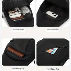 Anti-Theft Crossbody Sling Chest Bag - Waterproof, Scratchproof, Lightweight Shoulder Backpack with USB Charging Port, Ideal Gift for Men