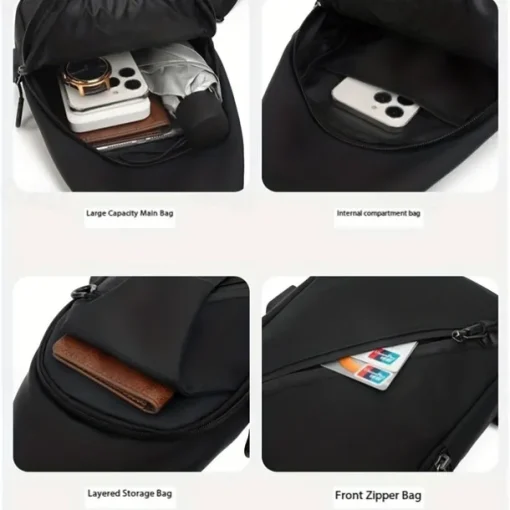 Anti-Theft Crossbody Sling Chest Bag - Waterproof, Scratchproof, Lightweight Shoulder Backpack with USB Charging Port, Ideal Gift for Men