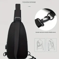 Anti-Theft Crossbody Sling Chest Bag - Waterproof, Scratchproof, Lightweight Shoulder Backpack with USB Charging Port, Ideal Gift for Men