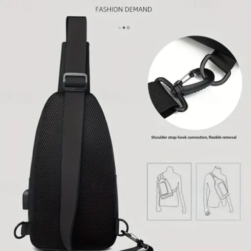 Anti-Theft Crossbody Sling Chest Bag - Waterproof, Scratchproof, Lightweight Shoulder Backpack with USB Charging Port, Ideal Gift for Men