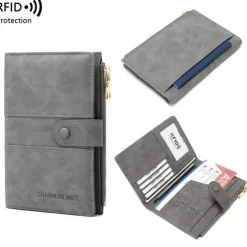 Anti-theft Passport Wallet RFID Passport Holder Zipper Buckle Travel Wallet Document Holder Multifunctional Travel Passport Bag