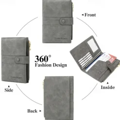 Anti-theft Passport Wallet RFID Passport Holder Zipper Buckle Travel Wallet Document Holder Multifunctional Travel Passport Bag