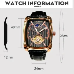AOKULASIC Top Brand Men Watch Automatic Mechanical Mens Watches Tourbillon Fashion Waterproof Luxury Moon Tonneau orologio uomo