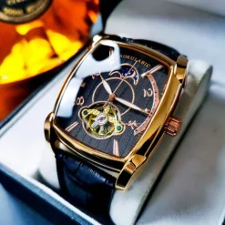 AOKULASIC Top Brand Men Watch Automatic Mechanical Mens Watches Tourbillon Fashion Waterproof Luxury Moon Tonneau orologio uomo