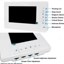 Apartment Video Door Phone Intercom Doorbell Camera 7 Inch LCD Display Monitor for One to Three Family Camera 700TVLine CMOS 3.6mm Lens Hands-free