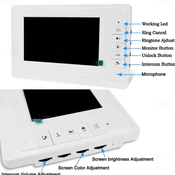 Apartment Video Door Phone Intercom Doorbell Camera 7 Inch LCD Display Monitor for One to Three Family Camera 700TVLine CMOS 3.6mm Lens Hands-free