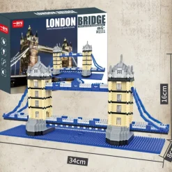 Architecture Twin Bridges Micro Building Blocks Set1900PCS - World Famous Architectural Model Toys Gifts for Kids and Adults