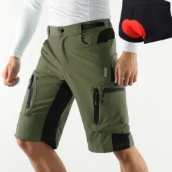 Arsuxeo Men's Bike Shorts Cycling MTB Shorts with Removable 3D Padded Underwear Summer Baggy Shorts Loose Fit Quick Dry Waterproof Zipper Sports Dark Grey Black Army Green Mountain Bike