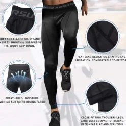 Arsuxeo Men's Compression Pants Running Tights Leggings Base Layer Athletic Athleisure Fall Polyester Breathable Quick Dry Moisture Wicking Soft Compression Fitness Gym Workout Running Sportswear