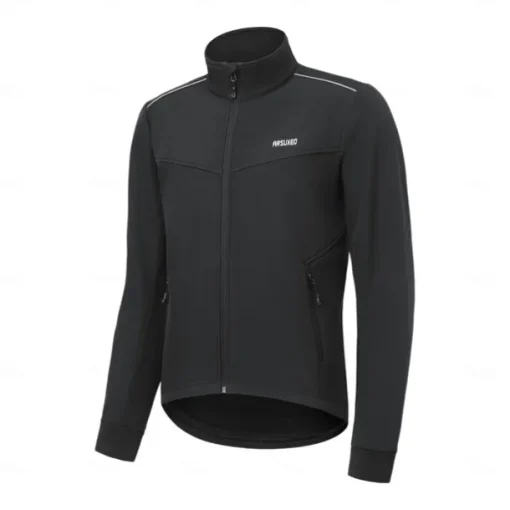 Arsuxeo Men's Cycling Jacket Fleece Jacket Winter Cycling Warm Moisture Wicking Breathability Bike Jacket Hoodie Mountain Bike MTB Road Bike Cycling City Bike Cycling Black Orange Green Bike Wear