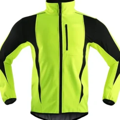 ARSUXEO Men's Cycling Jacket Bike Jacket Winter Softshell Fleece Jacket Top Windproof Waterproof 15-k Warm UP Thermal Breathable Stripe Polyester, Spandex, Fleece Winter Orange Red Light Green Road
