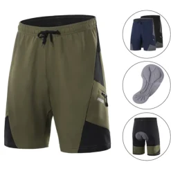 Arsuxeo Men's Cycling MTB Shorts Cycling Shorts Bike Shorts Bike Baggy Shorts MTB Shorts Form Fit Mountain Bike MTB Road Bike Cycling Sports 3D Pad Cycling Anatomic Design Front Zipper Black Army