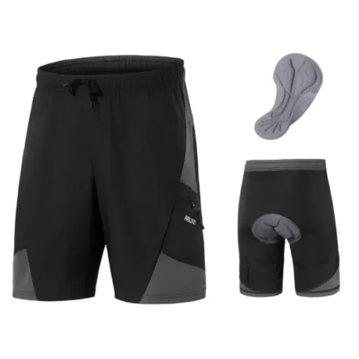 Arsuxeo Men's Cycling Shorts Cycling MTB Shorts Bike Shorts Bike Baggy Shorts MTB Shorts Form Fit Mountain Bike MTB Road Bike Cycling Sports 3D Pad Cycling Anatomic Design Front Zipper Black Army