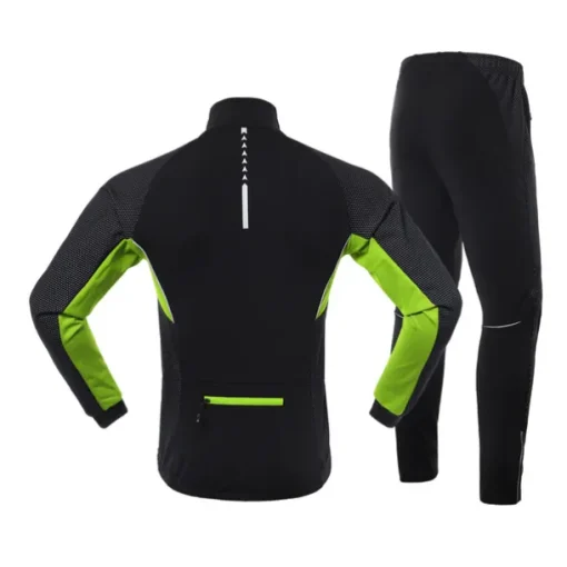 Arsuxeo Men's Long Sleeve Cycling Jacket with Pants Winter Green Red Blue Solid Color Bike Jacket Clothing Suit Thermal Warm Waterproof Windproof Moisture Wicking Reflective Strips Sports Solid Color