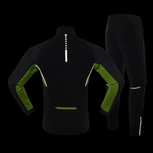 Arsuxeo Men's Long Sleeve Cycling Jacket with Pants Winter Green Red Blue Solid Color Bike Jacket Clothing Suit Thermal Warm Waterproof Windproof Moisture Wicking Reflective Strips Sports Solid Color
