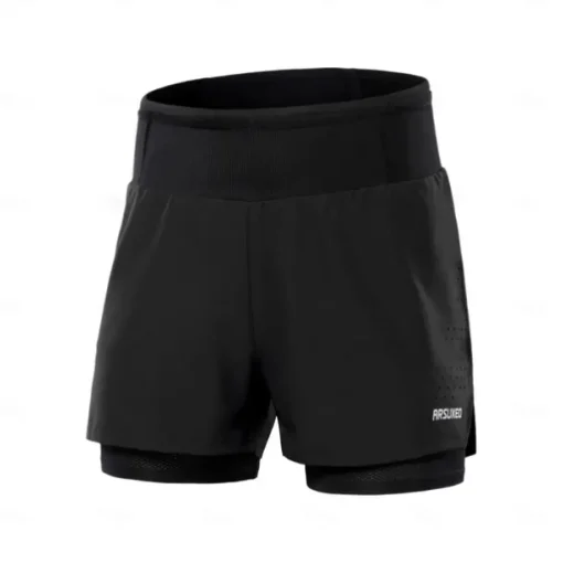 Arsuxeo Men's Running Shorts Gym Shorts Yoga Shorts Pocket 2 in 1 Sporty Side Hollow Out Bottoms Outdoor Sports & Outdoor Athletic Fall Breathable Quick Dry Soft Reflective Strips Yoga Fitness Gym