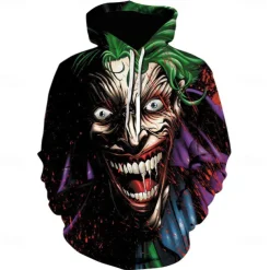 Art the Clown Hoodie Cartoon Manga Anime 3D Front Pocket Graphic Kangaroo Pocket For Couple's Men's Women's Adults' Halloween Carnival Masquerade 3D Print Casual Daily