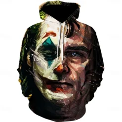 Art the Clown Hoodie Cartoon Manga Anime 3D Front Pocket Graphic Kangaroo Pocket For Couple's Men's Women's Adults' Halloween Carnival Masquerade 3D Print Casual Daily