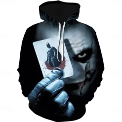Art the Clown Hoodie Cartoon Manga Anime 3D Front Pocket Graphic Kangaroo Pocket For Couple's Men's Women's Adults' Halloween Carnival Masquerade 3D Print Casual Daily