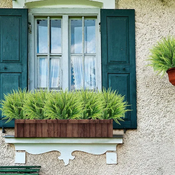 Artificial Ferns for Home Outdoors 5pcs Artificial Outdoor Plants Fake Fern Faux Boston Fern Greenery UV Resistant Plastic Plant Wedding Decoration