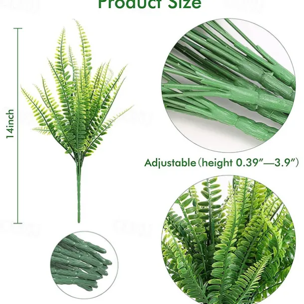 Artificial Ferns for Home Outdoors 5pcs Artificial Outdoor Plants Fake Fern Faux Boston Fern Greenery UV Resistant Plastic Plant Wedding Decoration