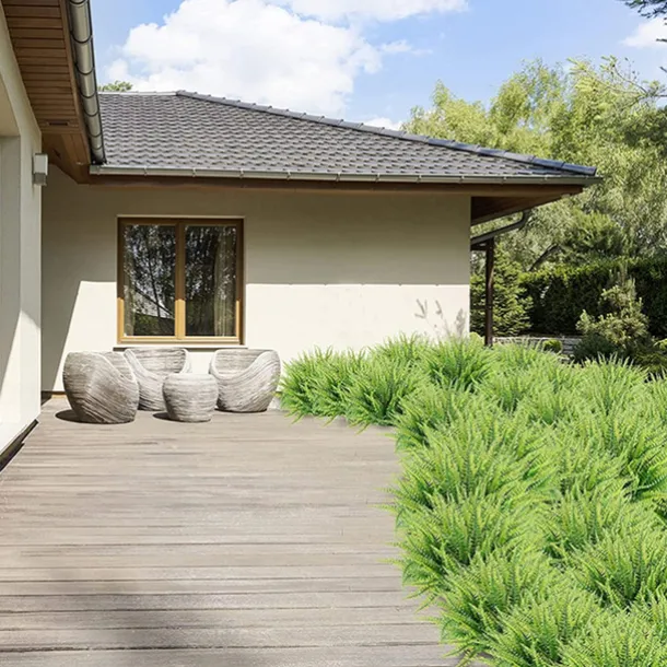 Artificial Ferns for Home Outdoors 5pcs Artificial Outdoor Plants Fake Fern Faux Boston Fern Greenery UV Resistant Plastic Plant Wedding Decoration